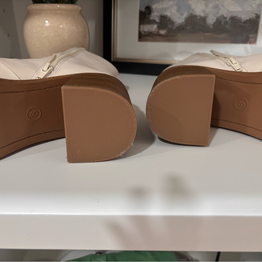 a new day Cream Mid-Calf Block Heel Boots with Side Zip - Picture 4 of 6